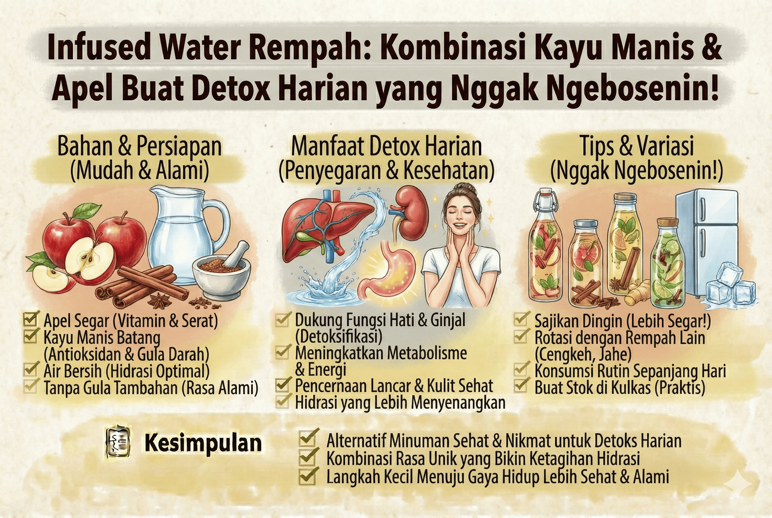 Infused Water Rempah: Kombinasi Kayu Manis & Apel Buat Detox Harian yang Nggak Ngebosenin!